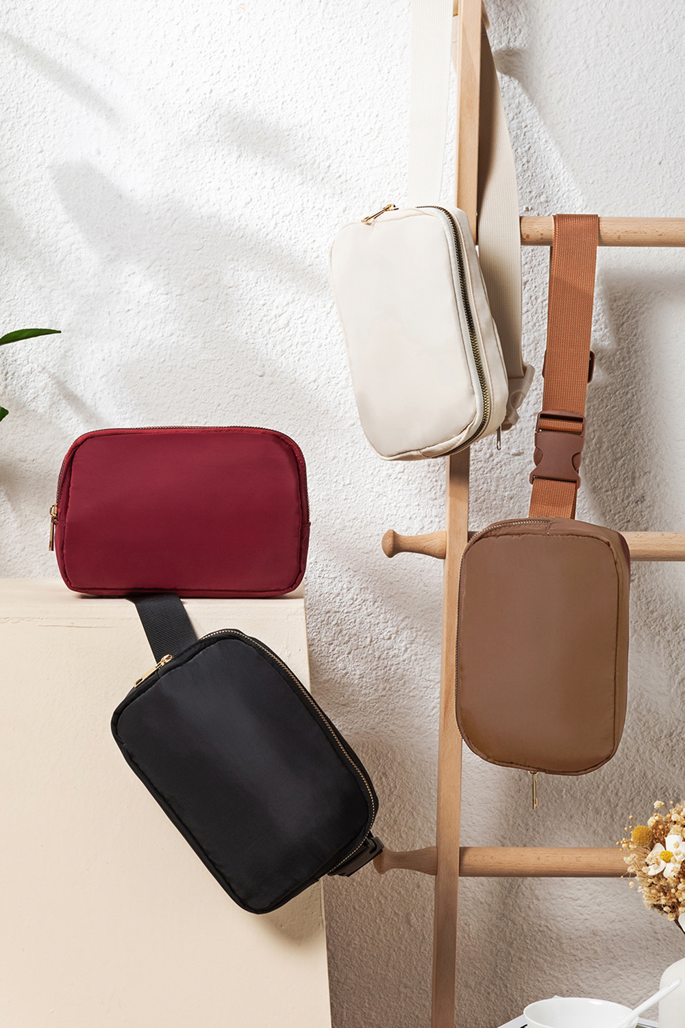 Fiery Red Waterproof Zipped Crossbody Chest Bag 20*5*14cm