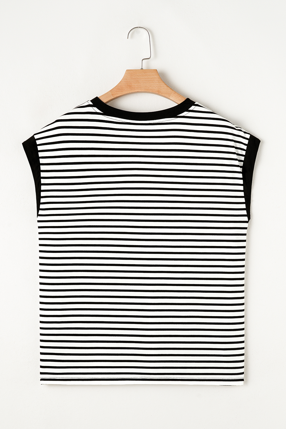 Red Stripe Chest Pocket Patch Round Neck Tank Top