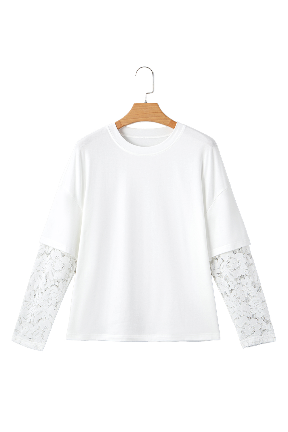 Black Lace Long Sleeve Insert Drop Shoulder Tee