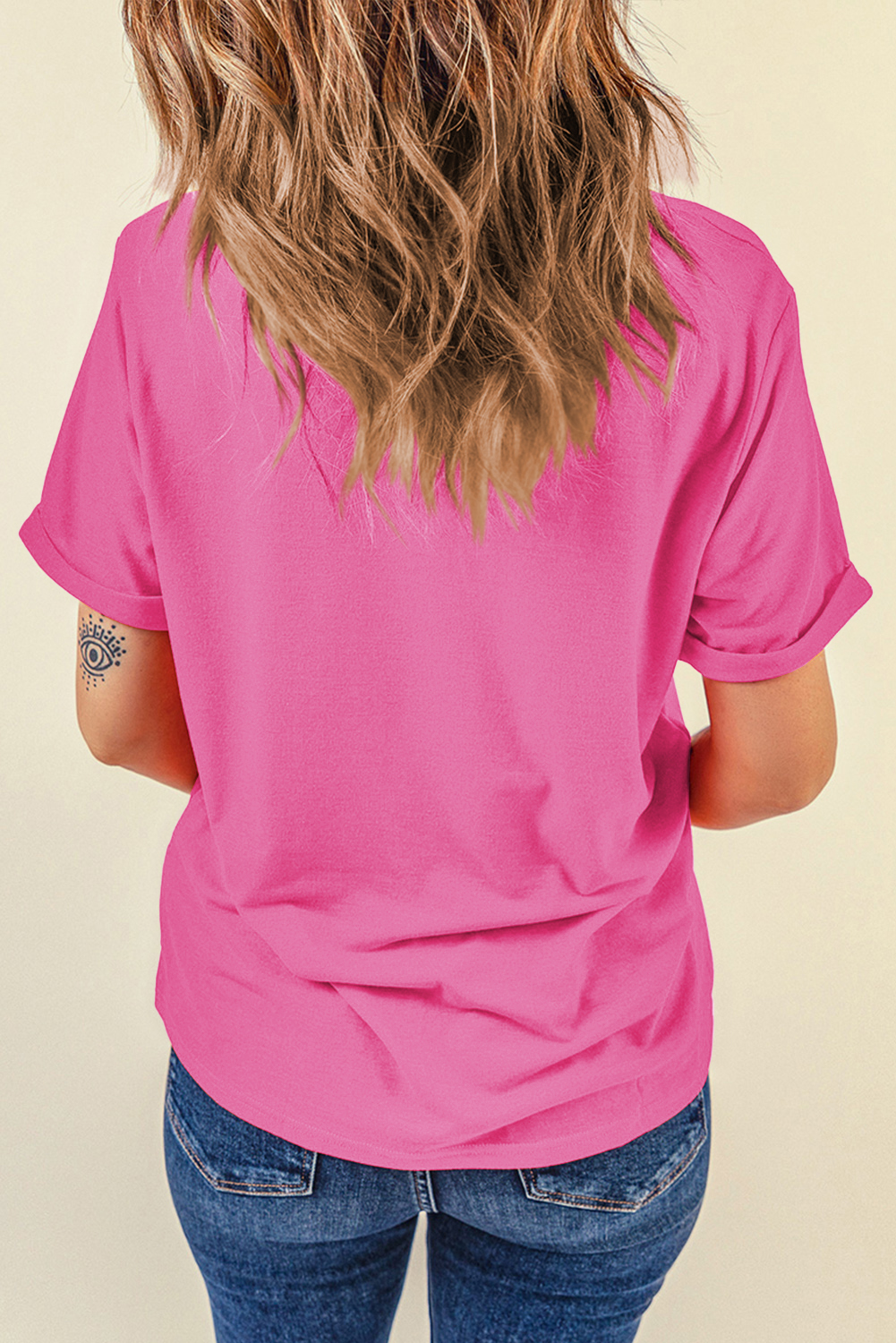 Khaki Casual Plain Crew Neck Tee