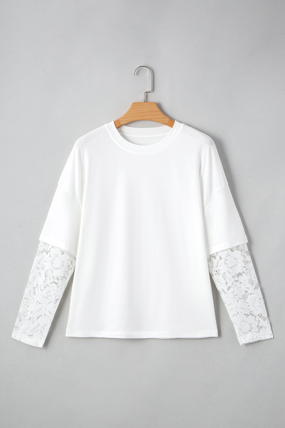 Black Lace Long Sleeve Insert Drop Shoulder Tee