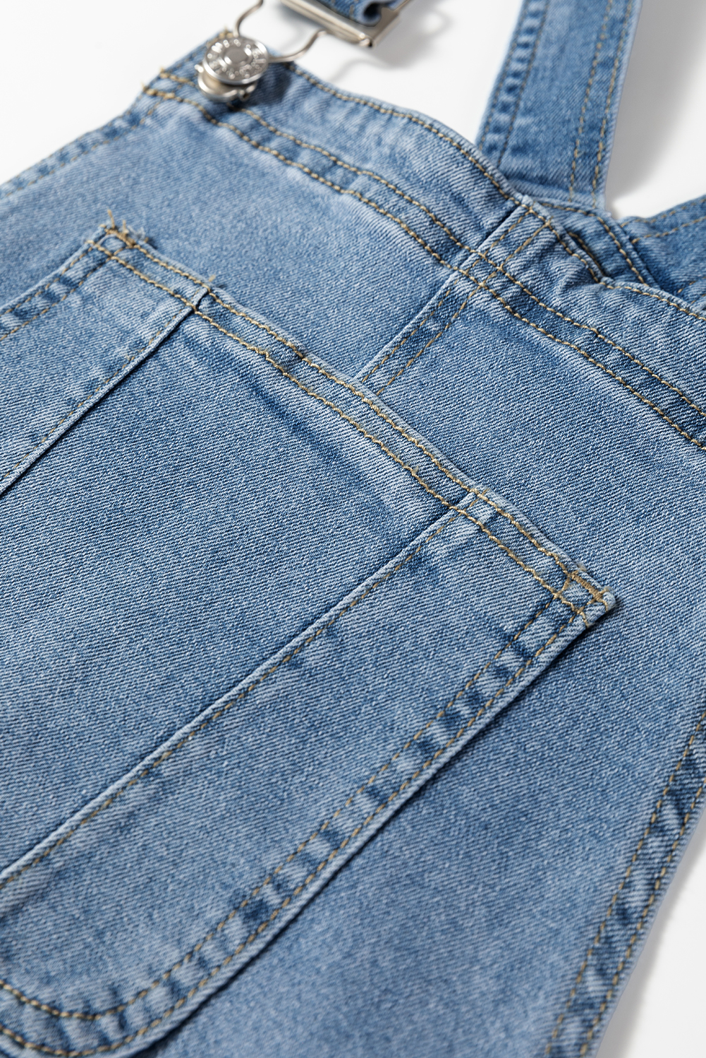 Dusk Blue Adjustable Buckle Barrel Denim Overalls