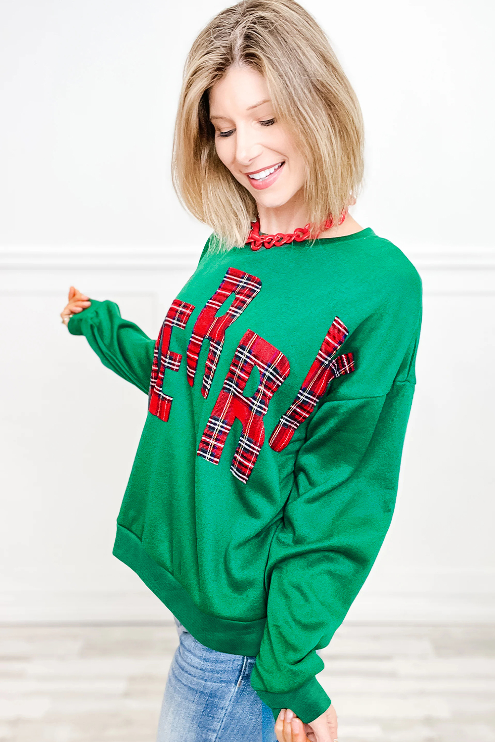 White Plaid MERRY Christmas Vacation Sweatshirt
