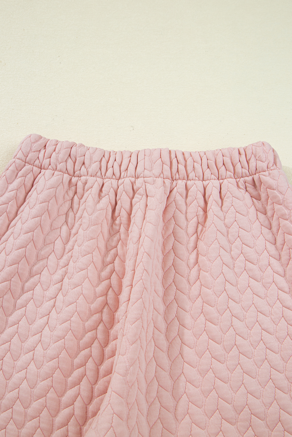 Delicacy Braided Texture Ruffle Hem Top Drawstring Loose Pants Set