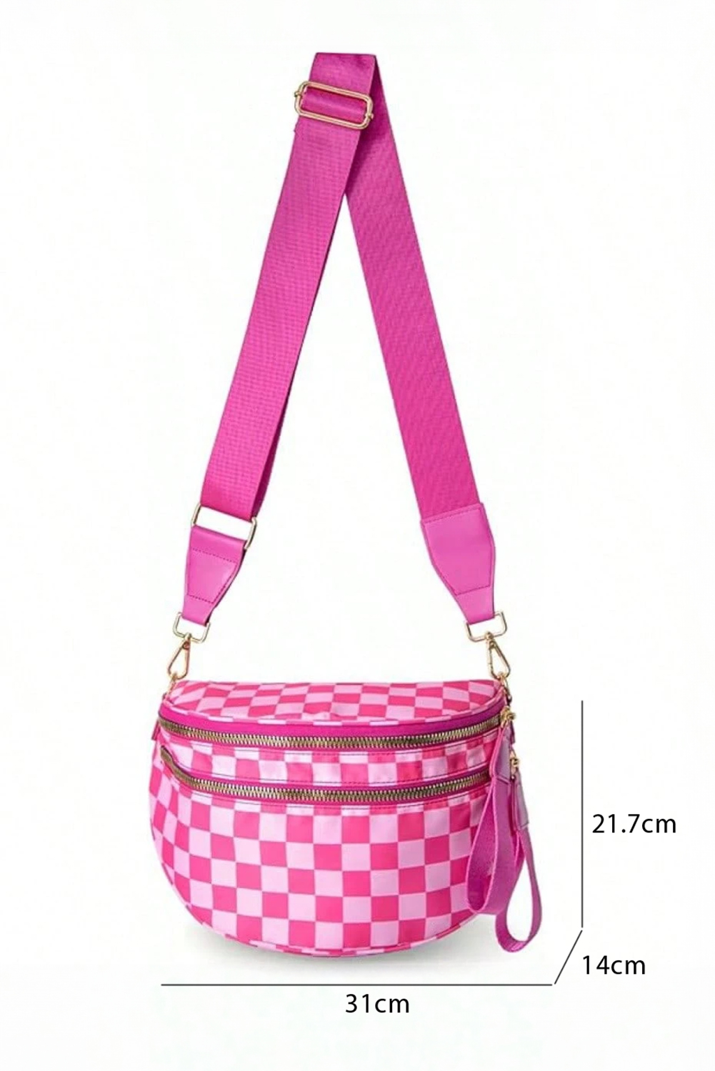 Jungle Green Double Zip Crescent Shape Adjustable Sling Bag