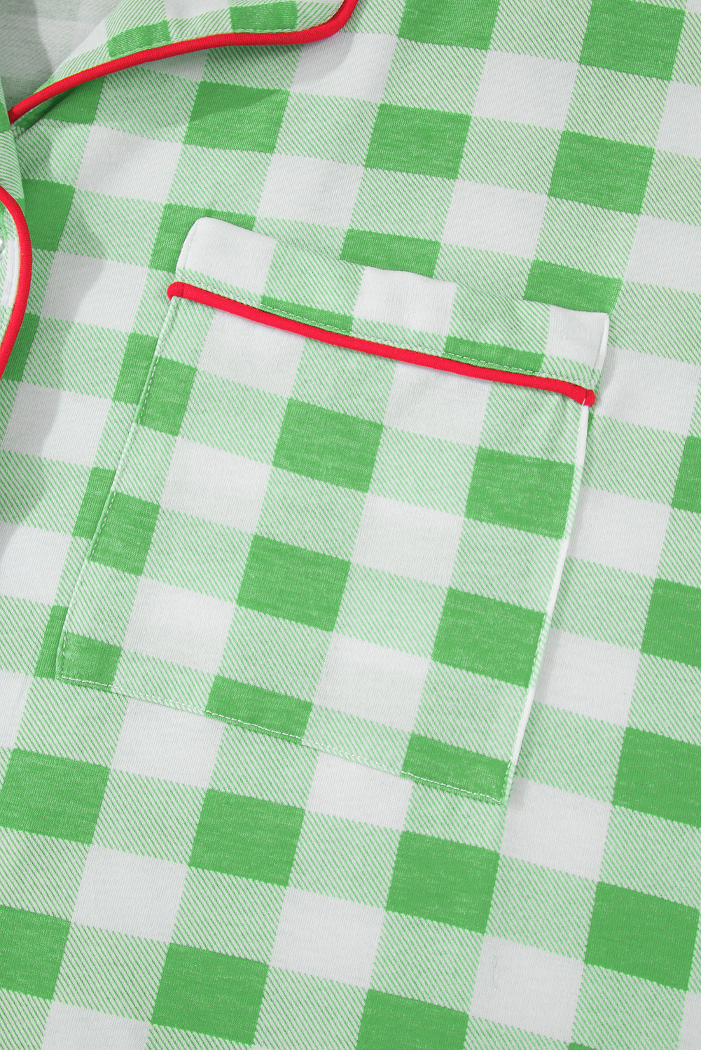 Fiery Red Christmas Plaid Print Shirt and Pants Pajama Set