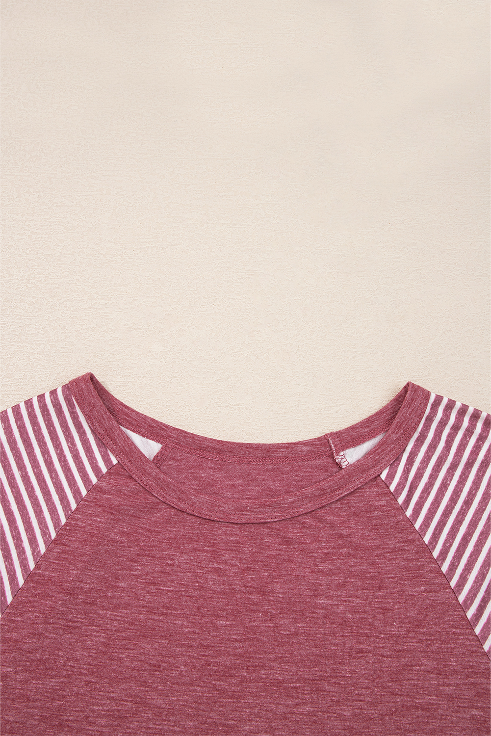 Tillandsia Purple Contrast Print Striped Raglan Long Sleeve Loose Top