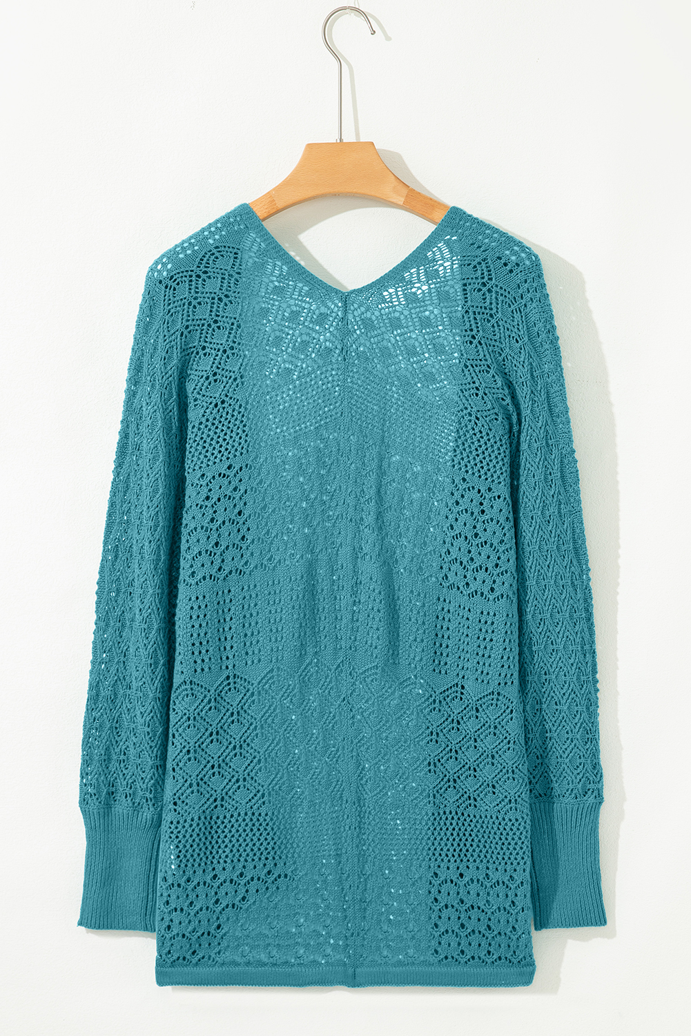 Redwood Burl Mixed Pattern Knitted Open Front Plus Cardigan