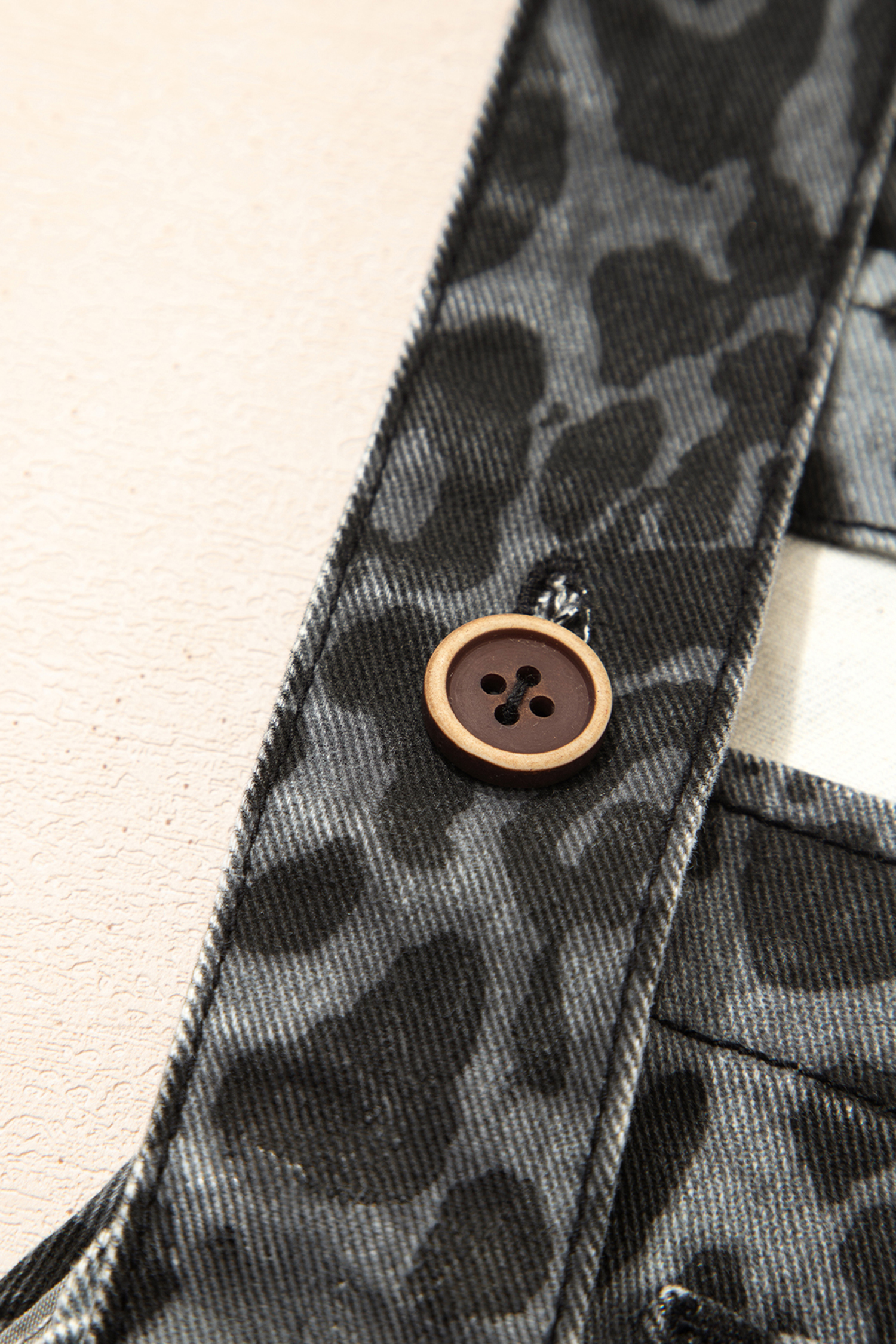 Gray Leopard Print Button Adjustable Straps Cropped Loose Denim Overalls