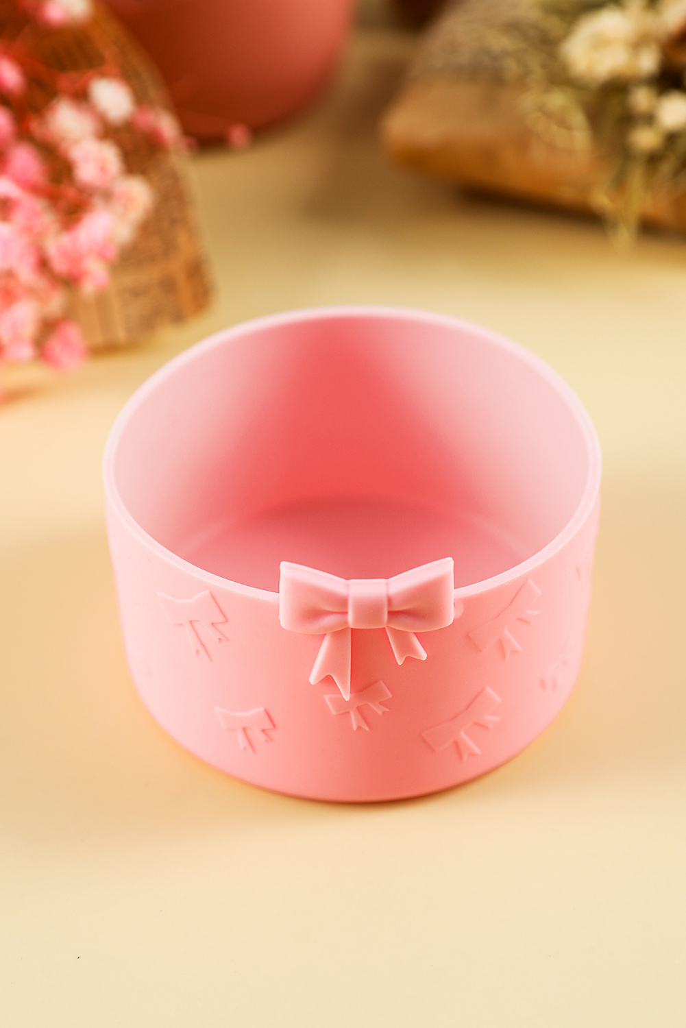Pink Bowknot Decor Food Grade Silicone Cup Sleeve