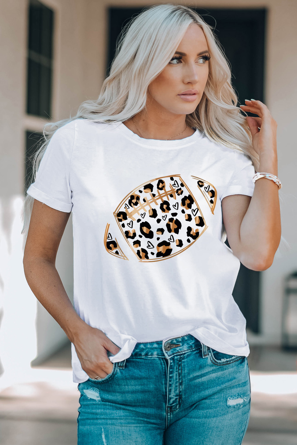 Khaki Game Day Rugby Football Season Leopard Lightning T Shirt