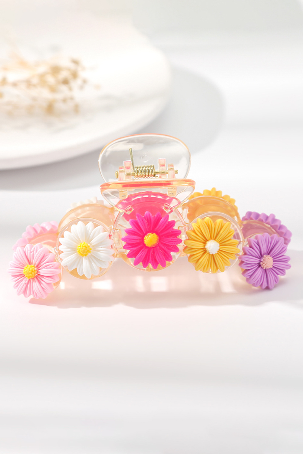 Yellow Vibrant Flower Decor Large Hair Claw Clip