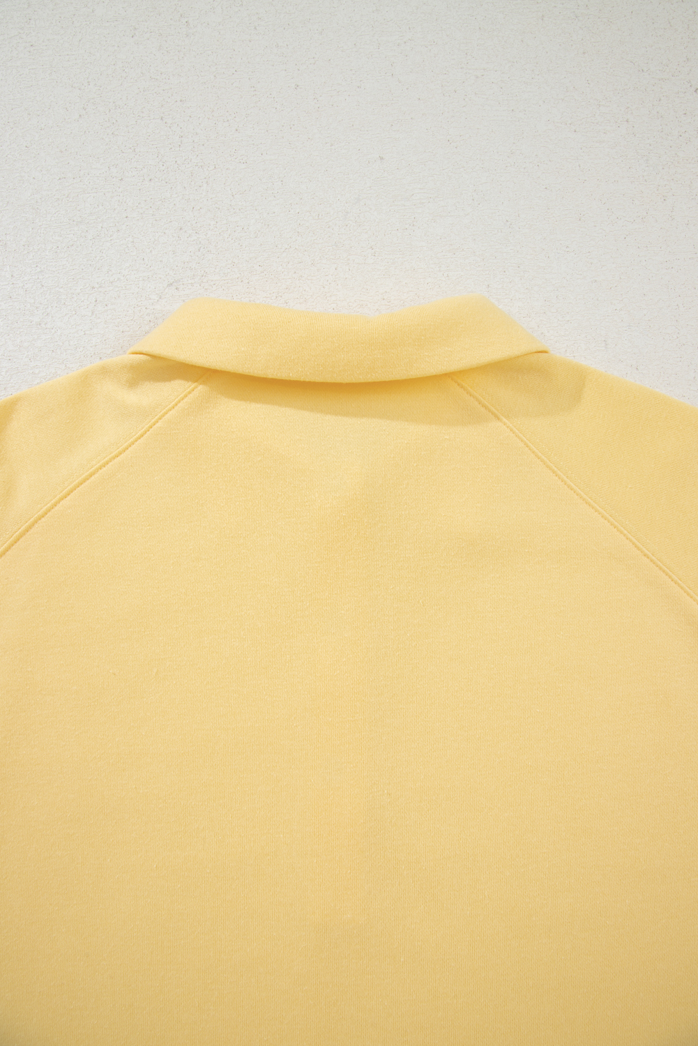 Yellow Cream Button Collar Drop Shoulder Pullover and Shorts 2pcs Outfit