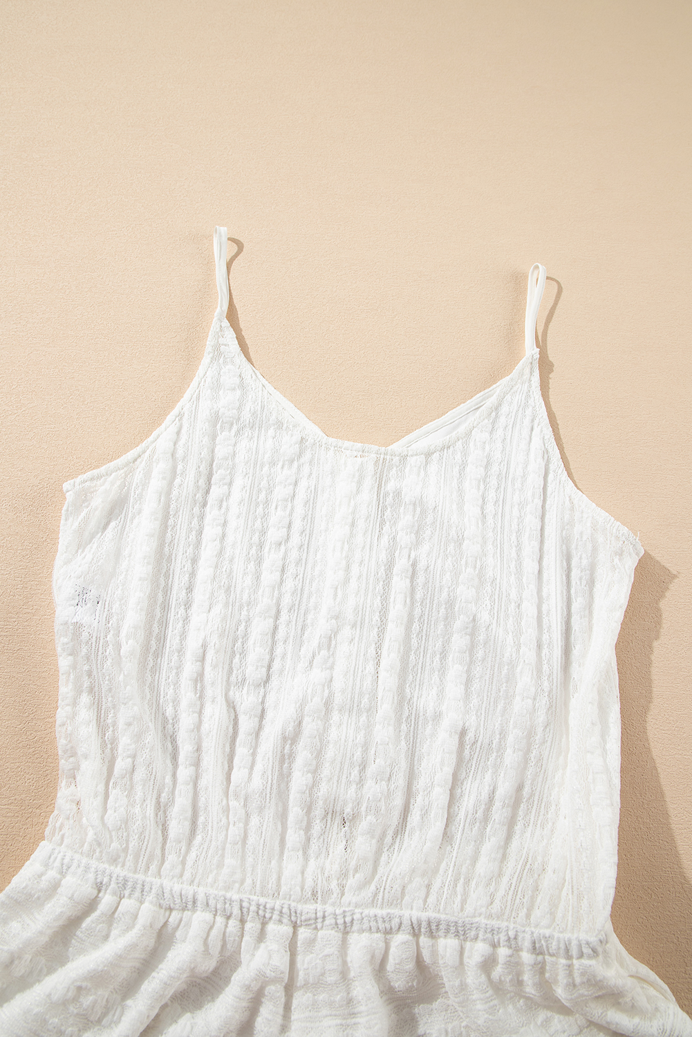 White Lace Spaghetti Strap V Neck Loose Fit Romper
