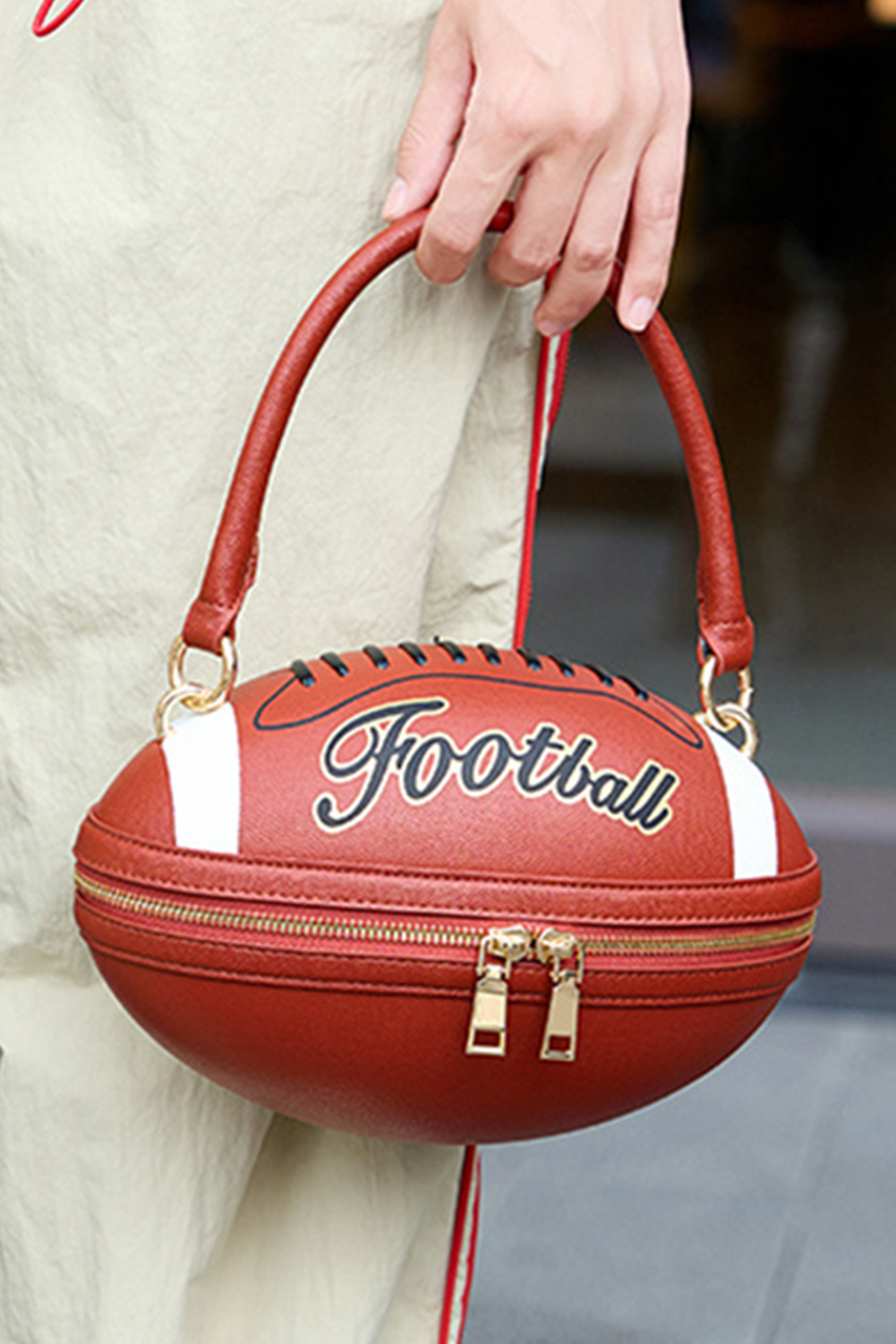 Chestnut Faux Leather Football Spherical Hand Bag