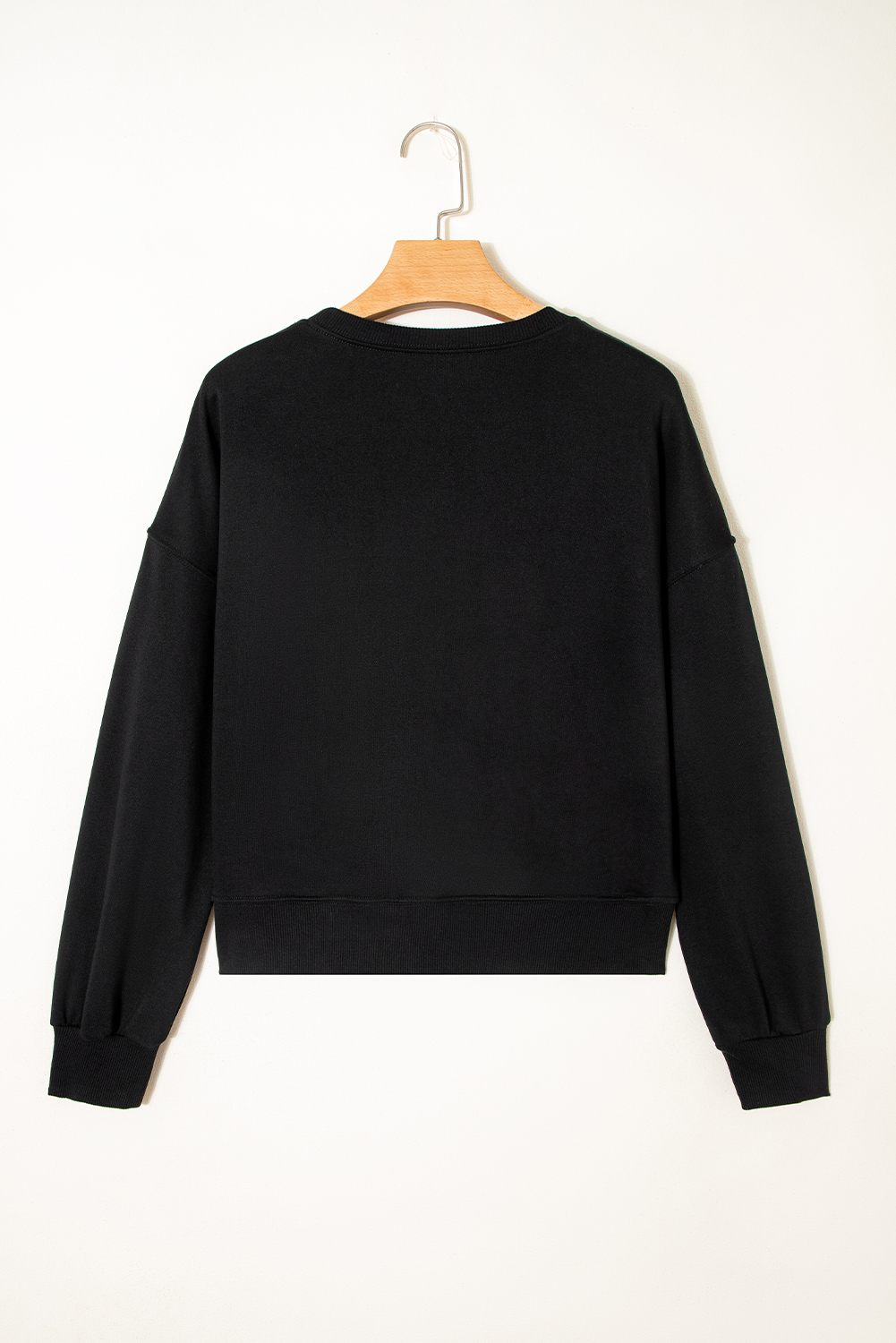 Black CLASSY UNTIL KICKOFF Plush Letter Patched Loose Sweatshirt