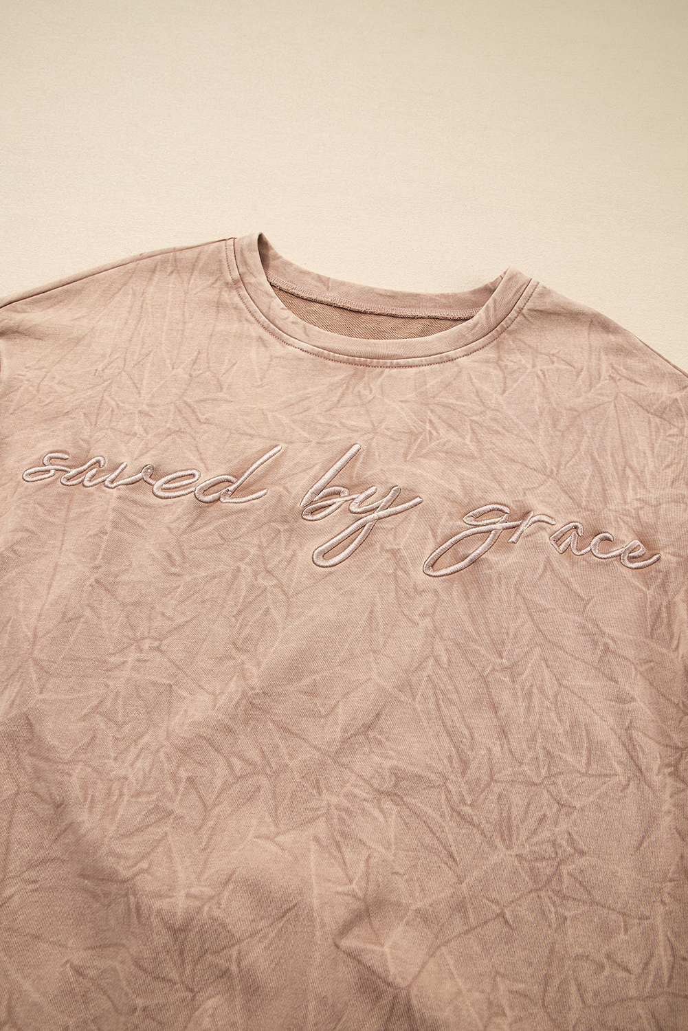 DUNE saved by grace Letter Embroidery Mineral Wash Loose Sweatshirt