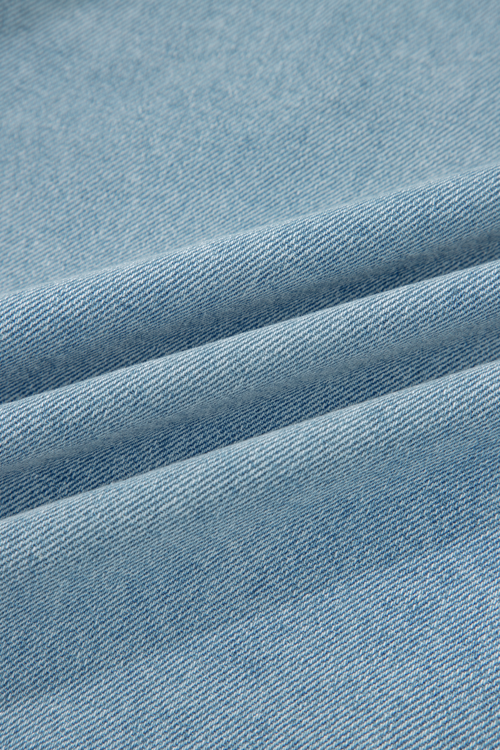 Myosotis Elastic Edge Collared Zip Up Denim Jacket With Pocket