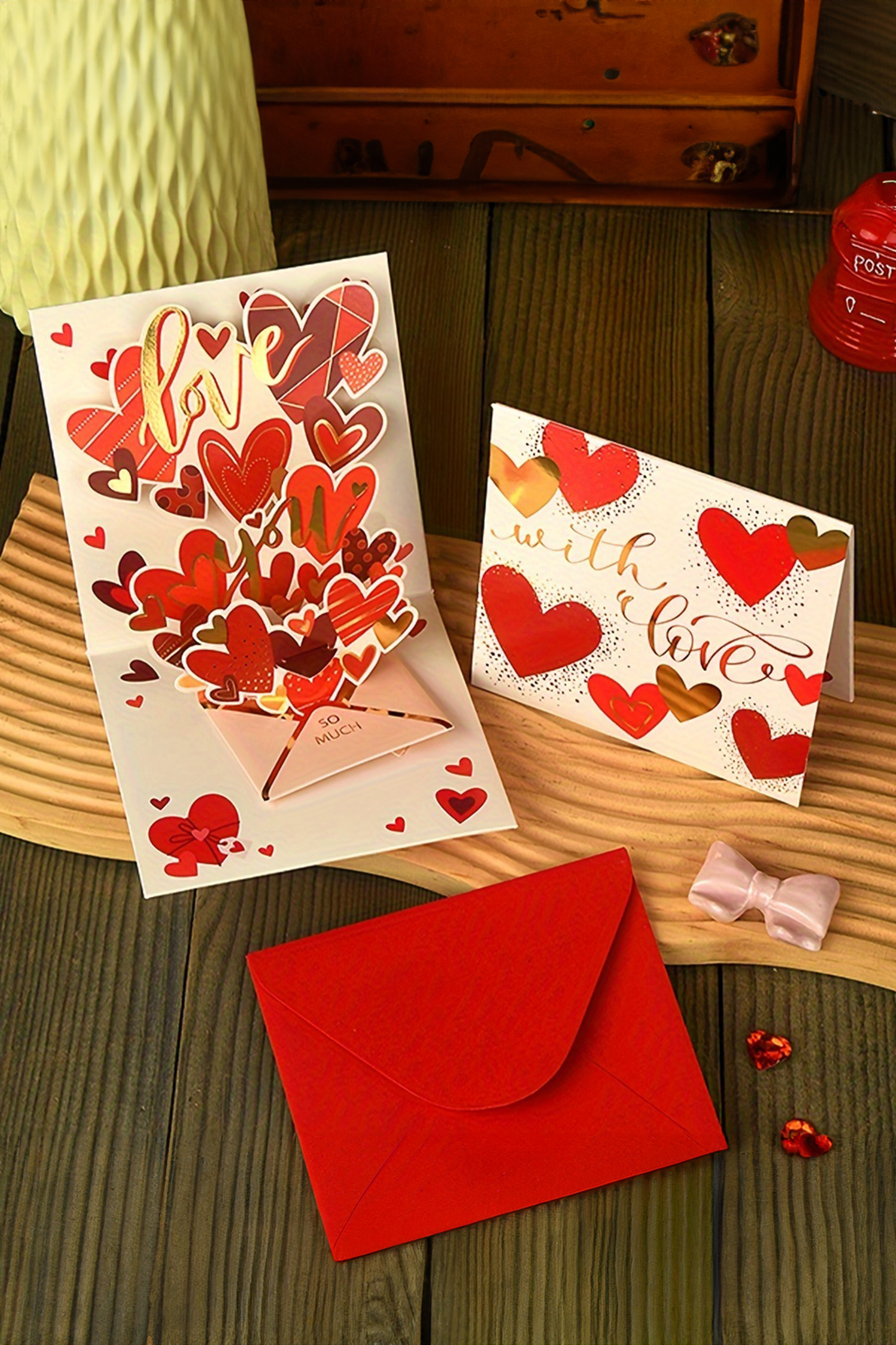 Fiery Red Love You Valentines Day Pop Card