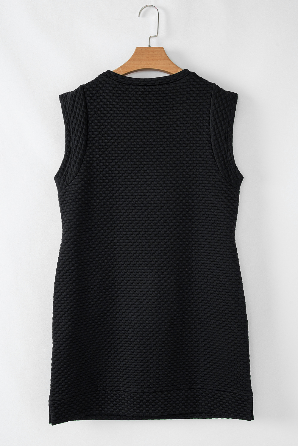 Black Textured Cap Sleeve T-shirt Shift Mini Dress
