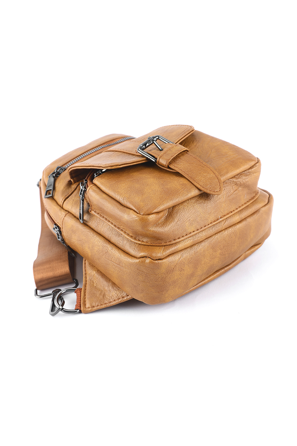 Khaki Vintage Multi Pockets Sling Bag