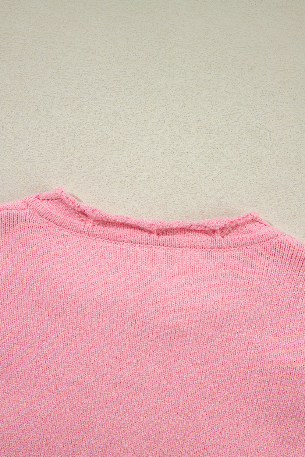 Beau Blue Flower Detail Knitted Notched Neck Sweater
