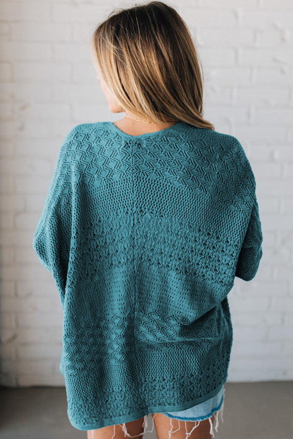Redwood Burl Mixed Pattern Knitted Open Front Plus Cardigan