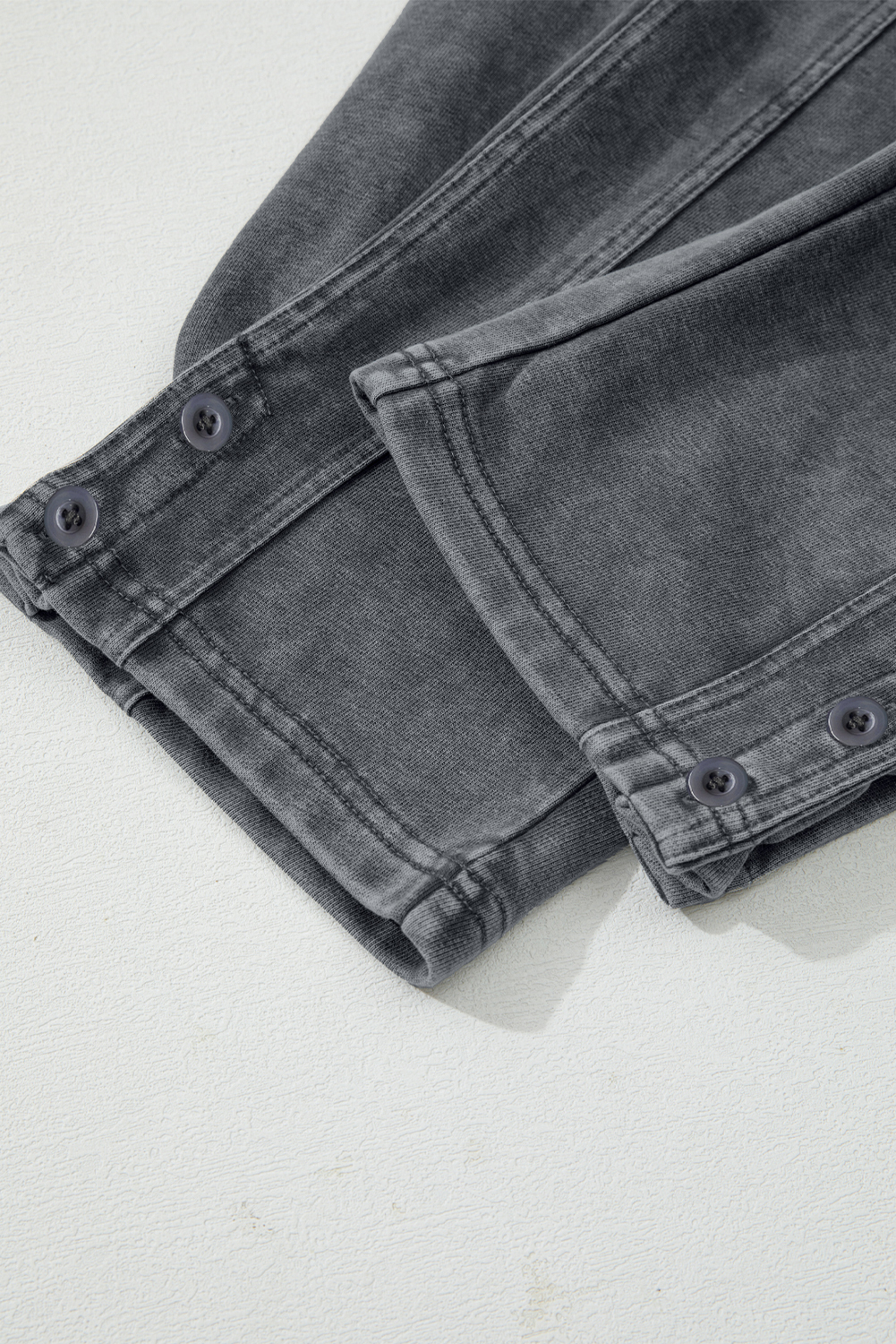 Medium Grey Mineral Wash Jogger Style High Waist Casual Pants
