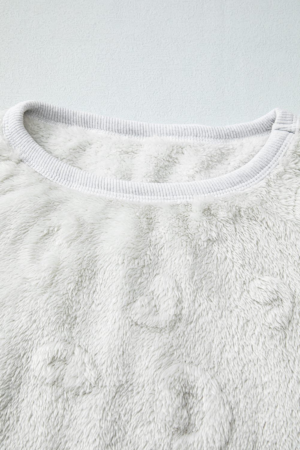 Light Grey Textured Leopard Fleece Loose Two Piece Lounge Set