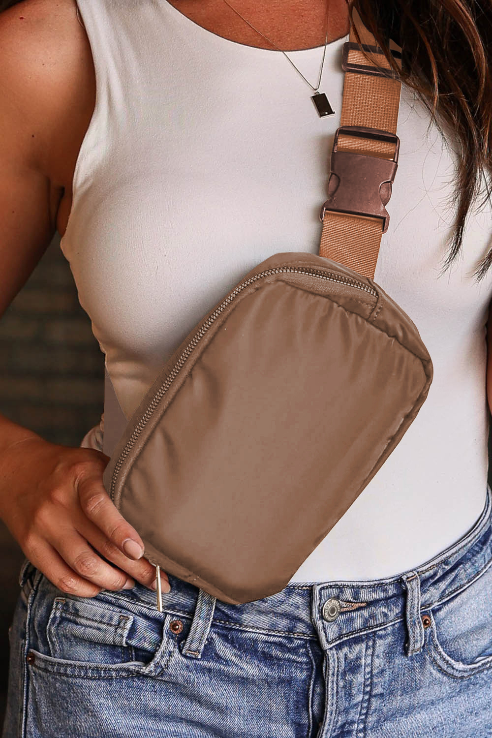 Fiery Red Waterproof Zipped Crossbody Chest Bag 20*5*14cm