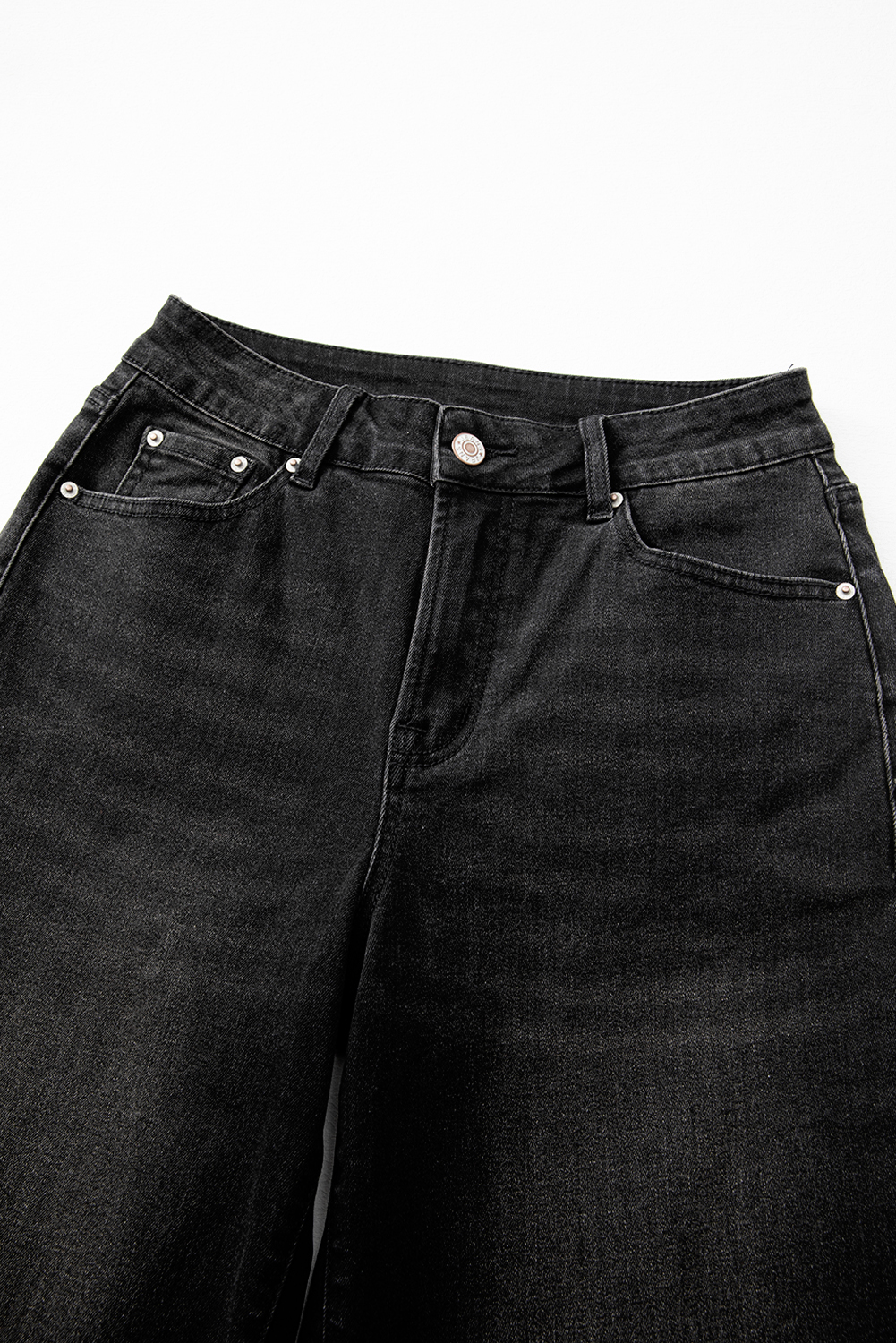 Real Teal Raw Hem Unique Cuffs Straight High Rise Loose Jeans