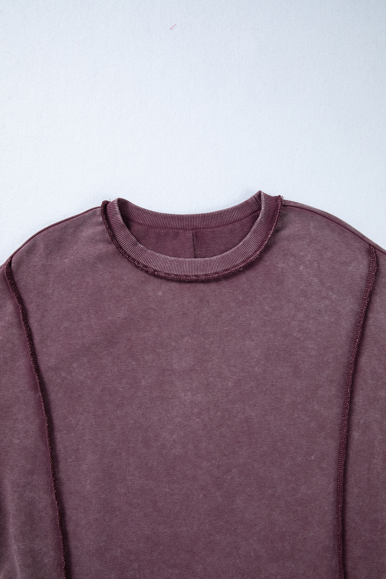 Valerian Mineral Wash Exposed Seam Side Slit Sweatshirt