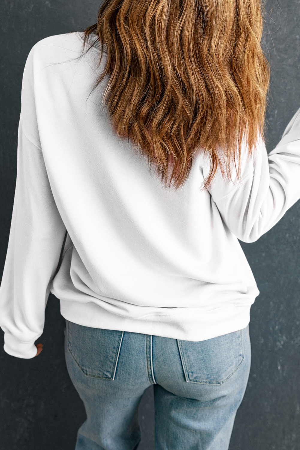 White Merry Christmas Fashion Print Cotton Blend Sweatshirt