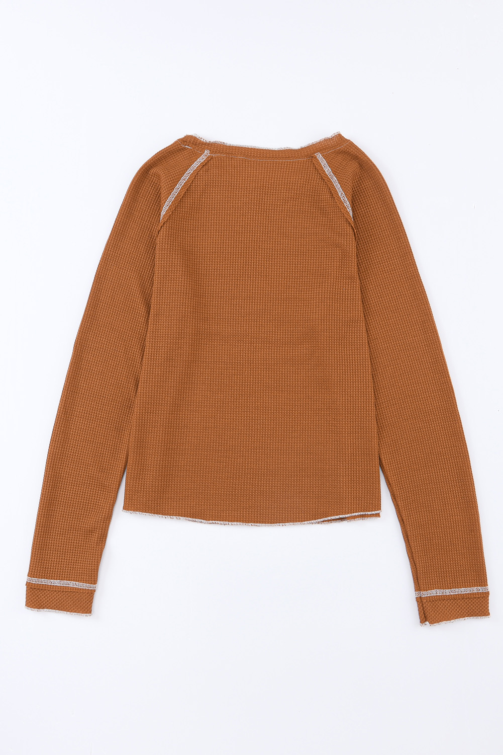 Smoke Gray Textured Round Neck Long Sleeve Top