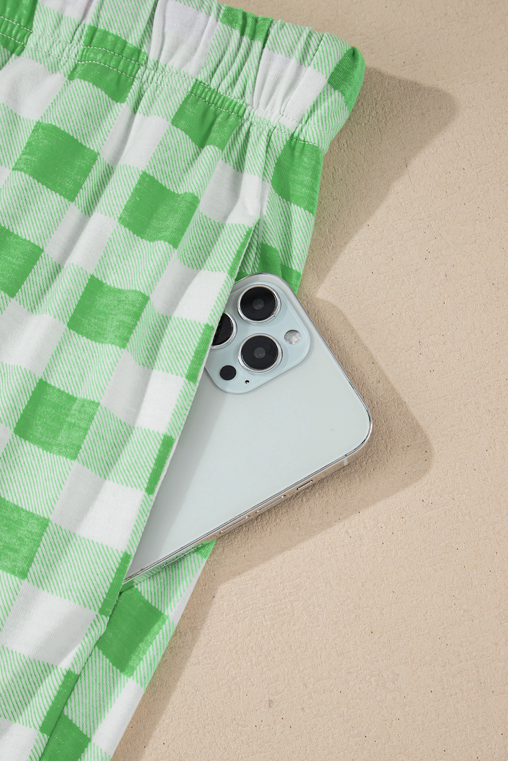 Fiery Red Christmas Plaid Print Shirt and Pants Pajama Set