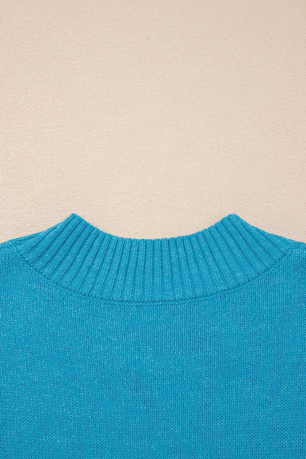 Blue Contrast Stitch Trim Knot Side Mock Neck Sweater Vest