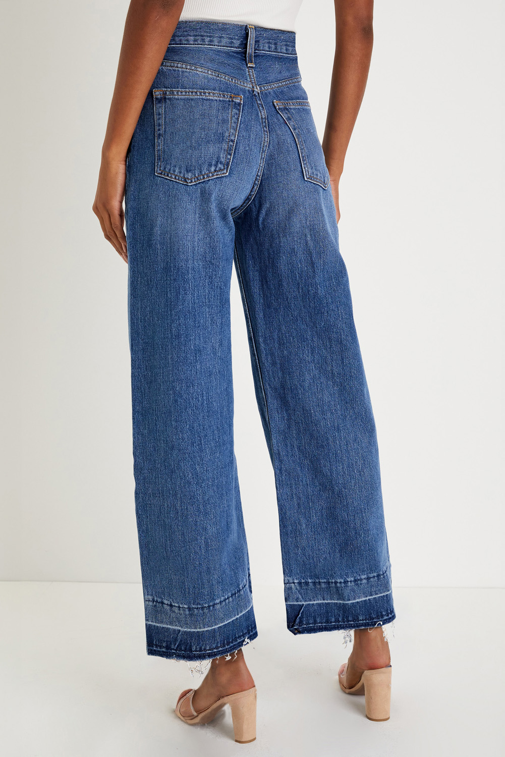 Gray Raw Hem Straight Leg Loose High Waist Jeans