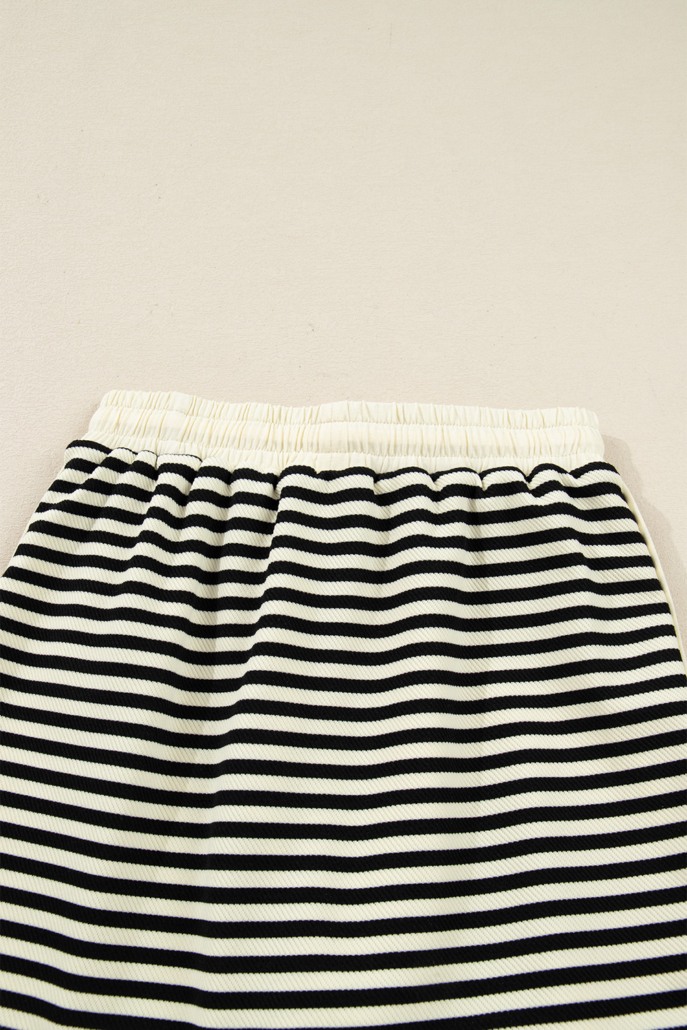Black Stripe Textured Drop Shoulder Pullover Top Drawstring Mini Skort Two Piece Dress Set