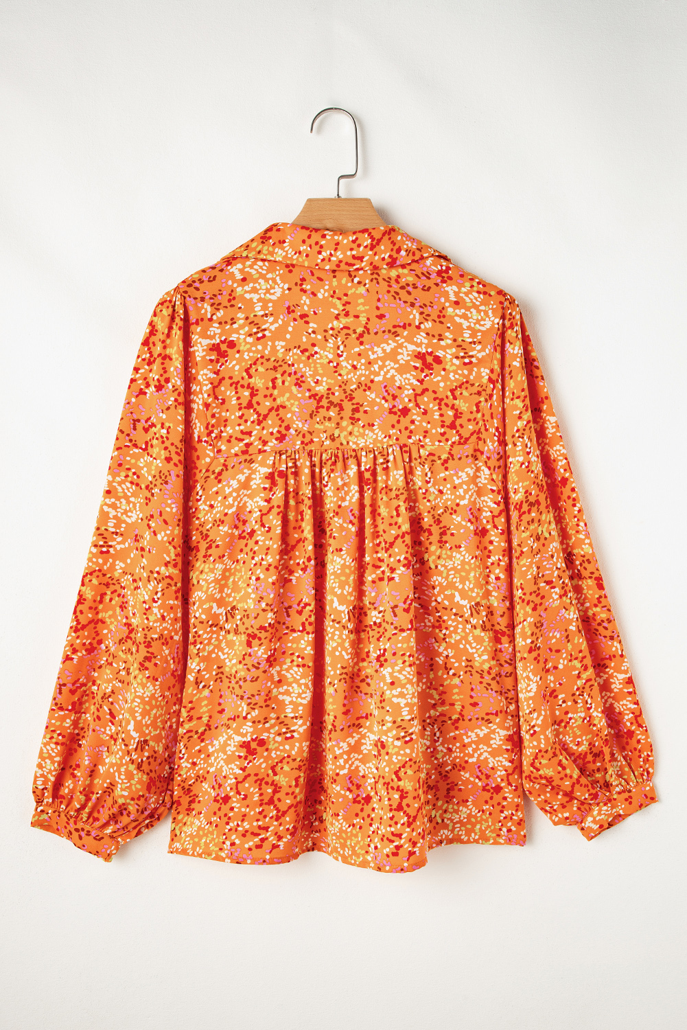 Bonbon Abstract Print Collared V Neck Babydoll Blouse