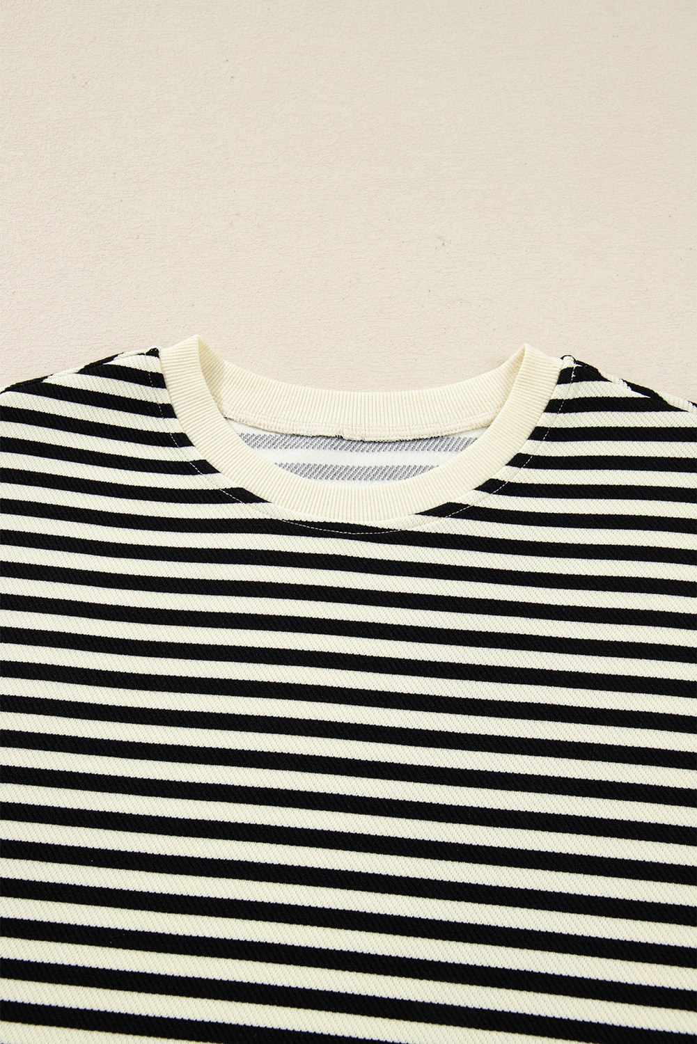 Black Stripe Textured Drop Shoulder Pullover Top Drawstring Mini Skort Two Piece Dress Set