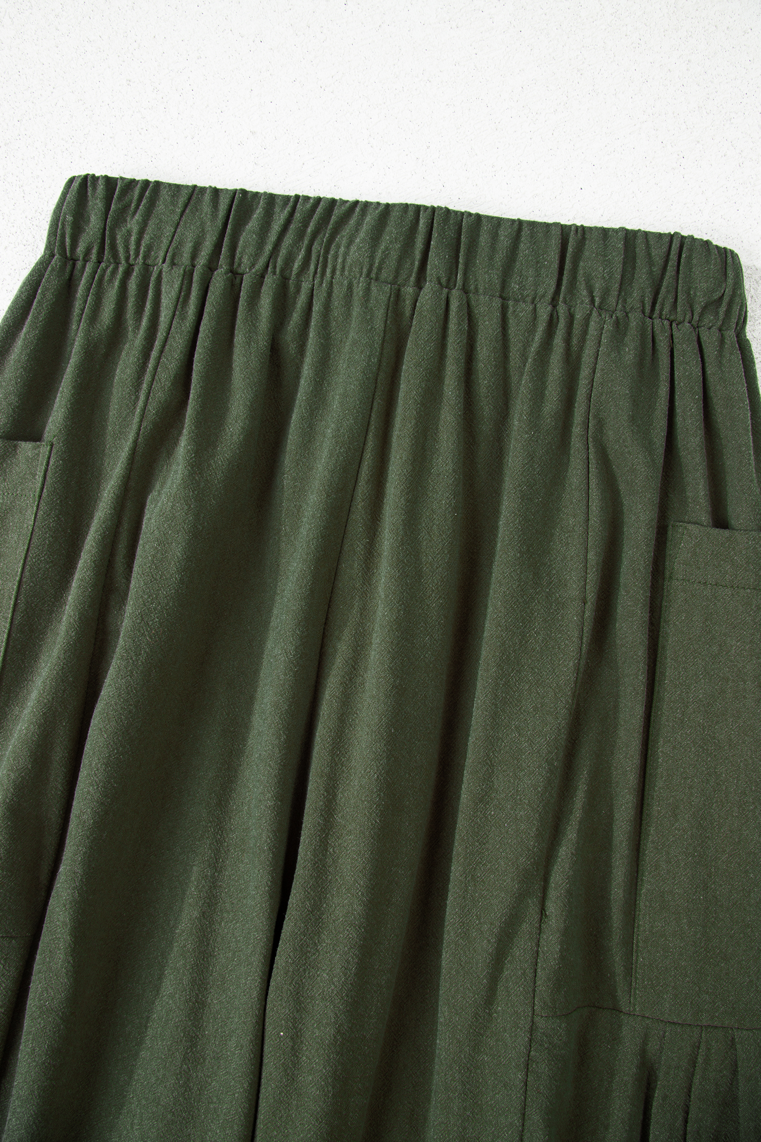 Black Drawstring Elastic Waist Patch Pocket Barrel Leg Casual Pants