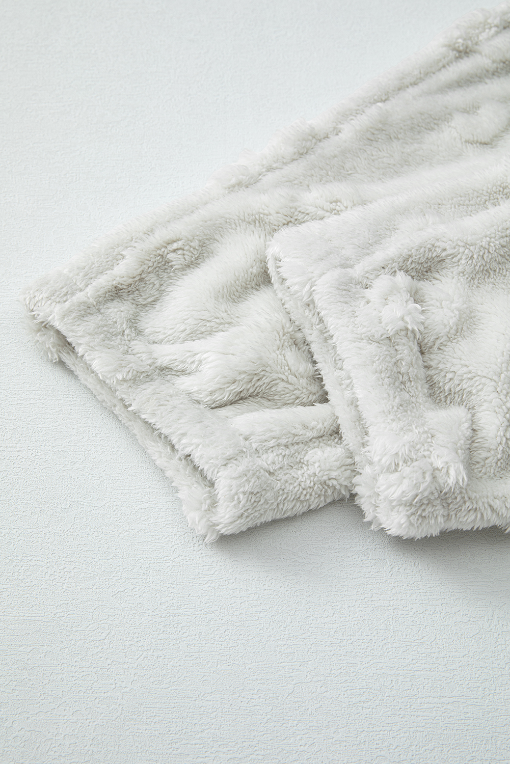 Light Grey Textured Leopard Fleece Loose Two Piece Lounge Set