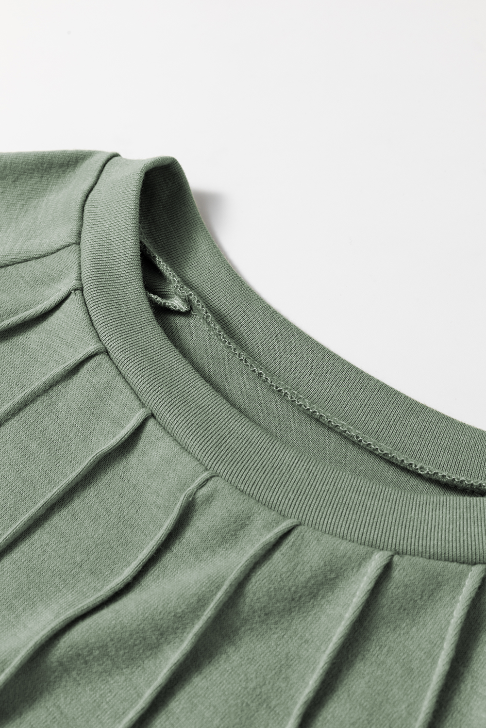 Parchment Seam Detail Lace Contrast Cuffs Raglan Sleeve Top