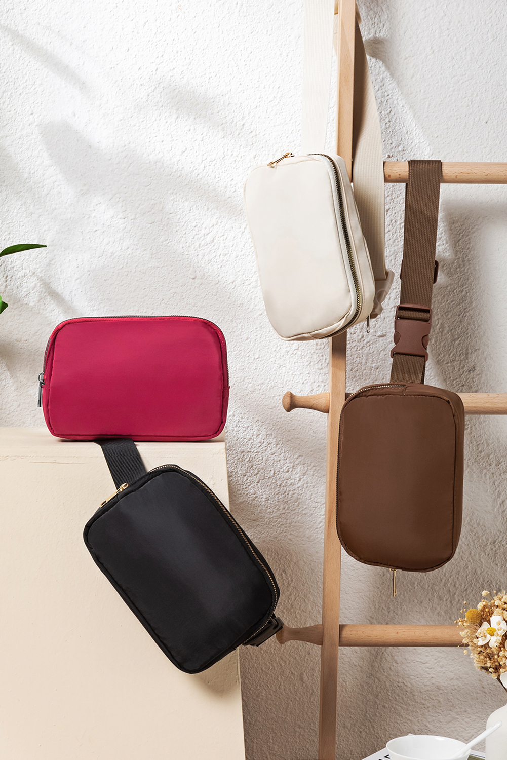 Fiery Red Waterproof Zipped Crossbody Chest Bag 20*5*14cm