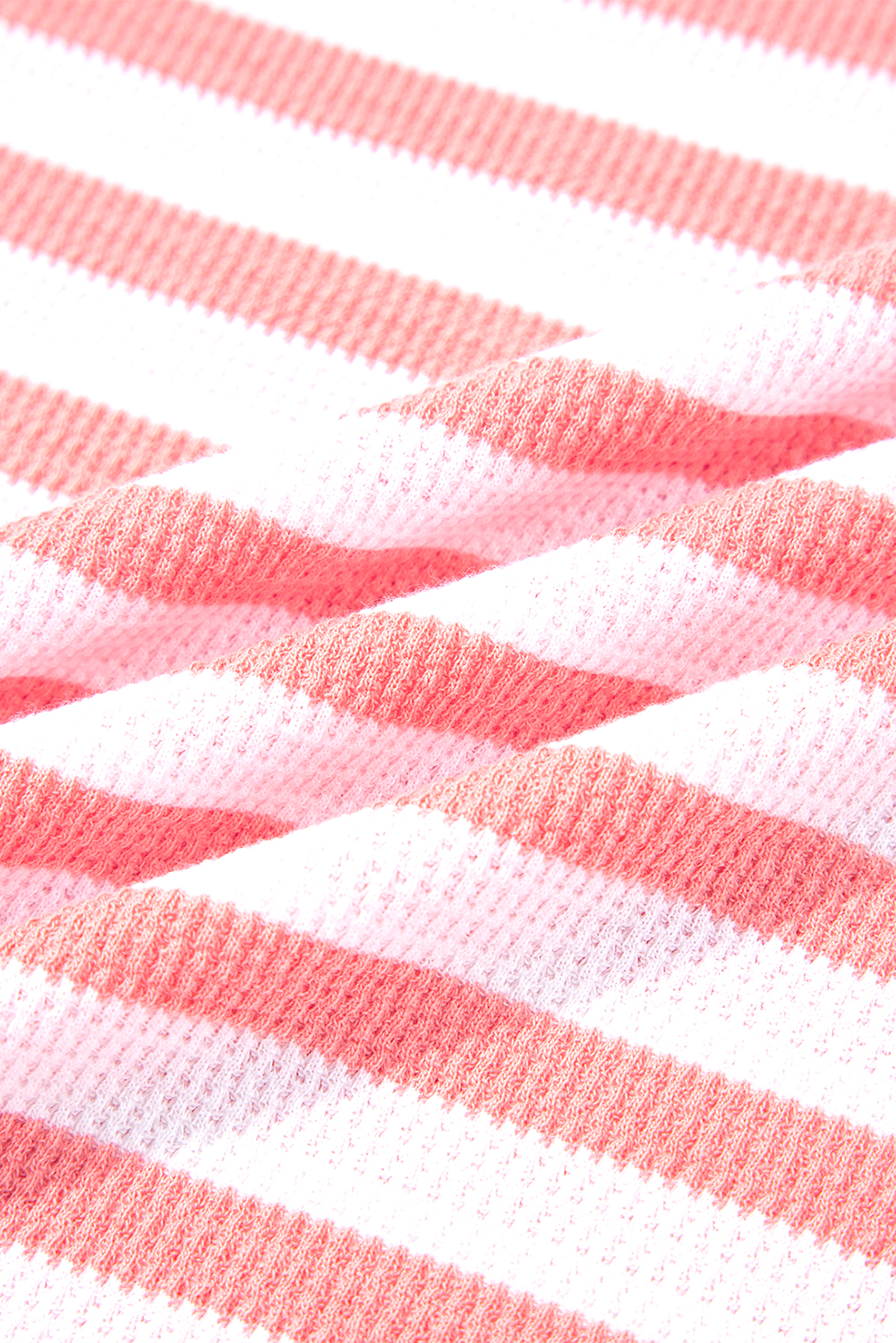 Pink Stripe Textured Contrast Dropped Long Sleeve Top