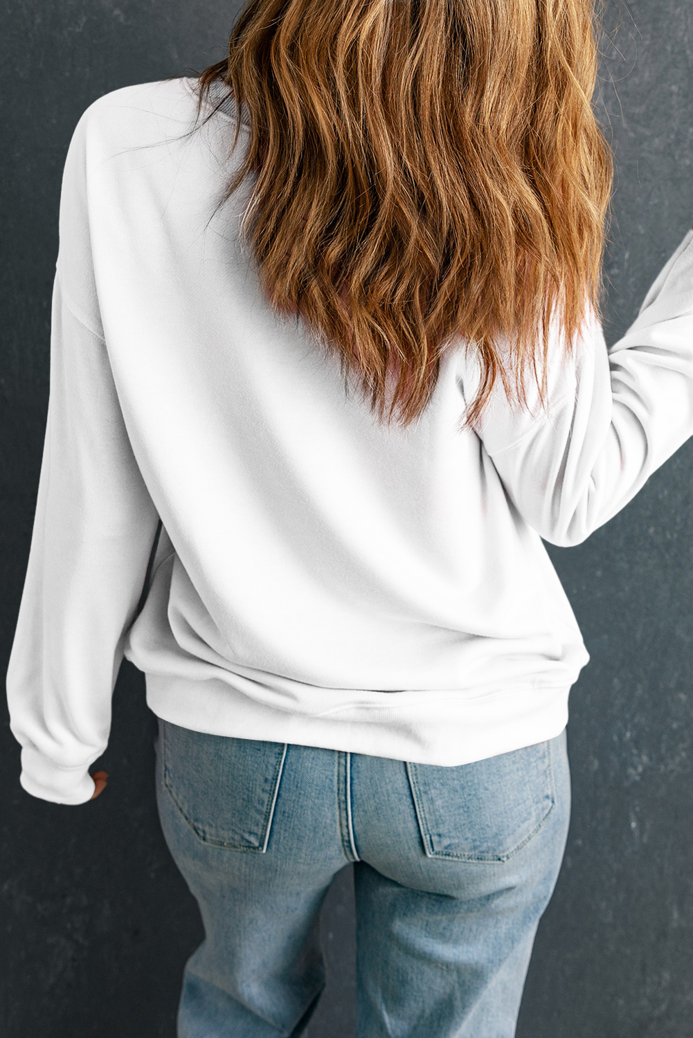 White Shiny Christmas Tree Patched Patterned Festive Sweatshirt