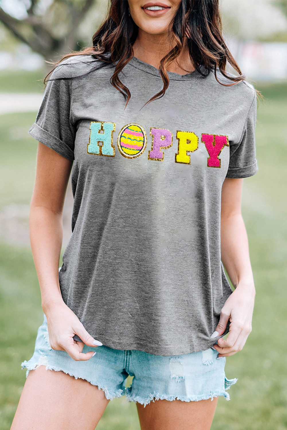White Rabbit Bow Knot Print Crew Neck T Shirt