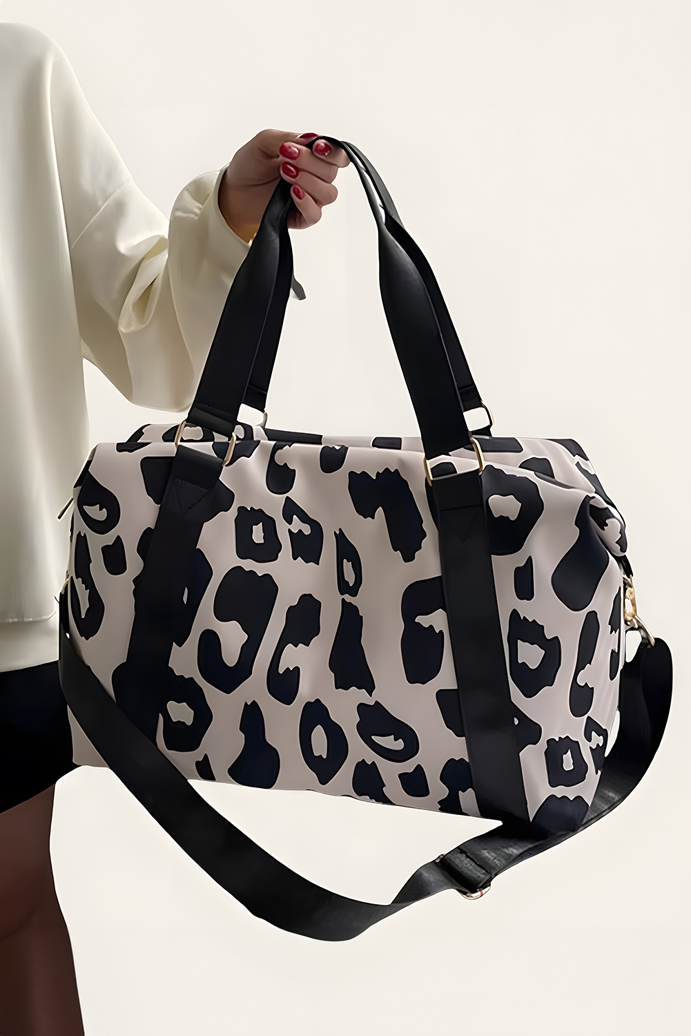 Bright Pink Leopard Print Large Travel Bag
