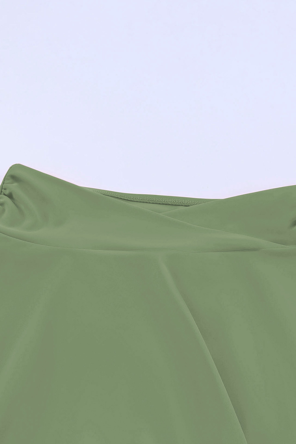 Green Criss Cross Waist Flared Swim Skirt