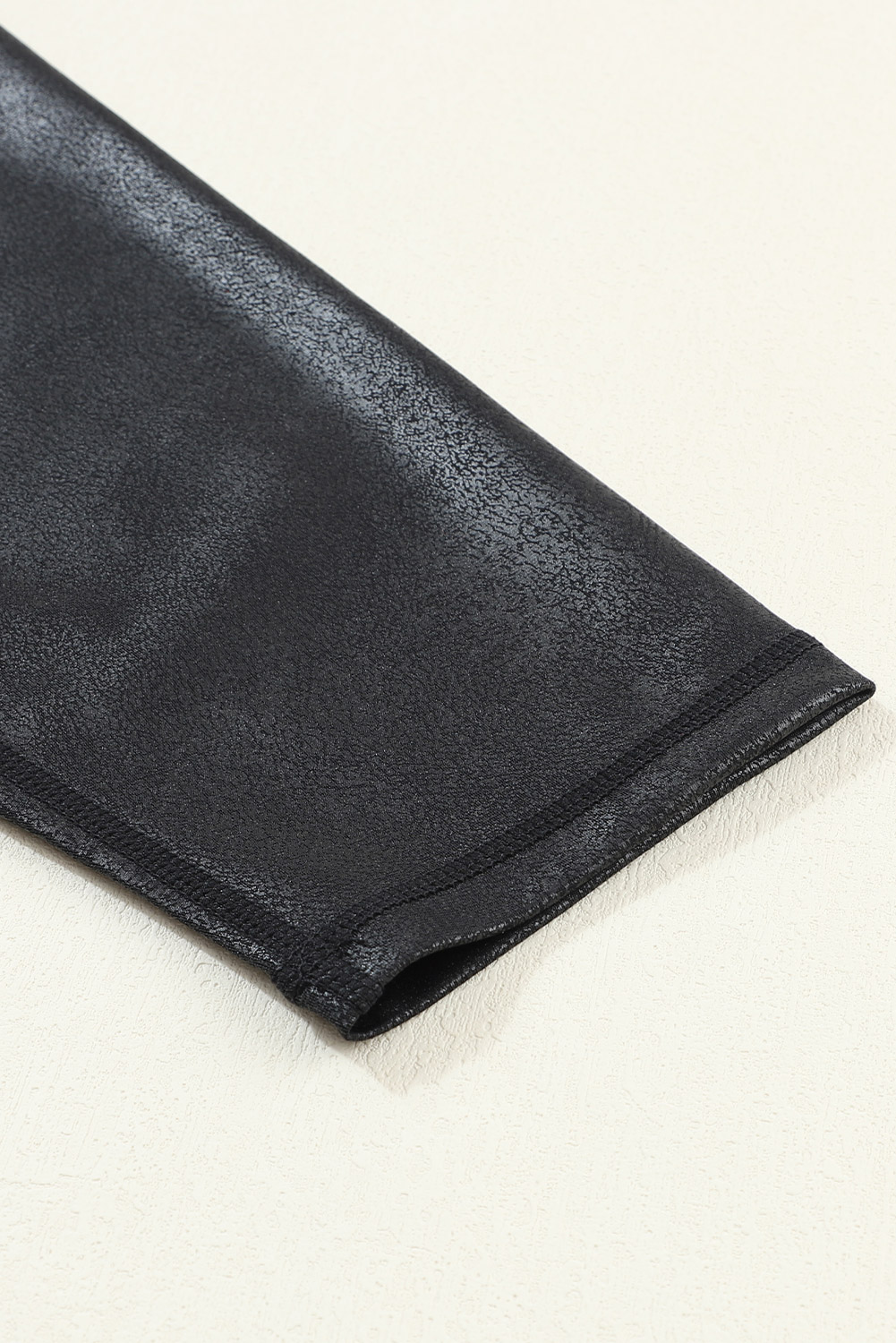 Dearlovers Black Crossed Dip Waist Sleek Leather Leggings